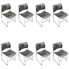 Set of Eight David Rowland Silver Lacquered Metal Chairs