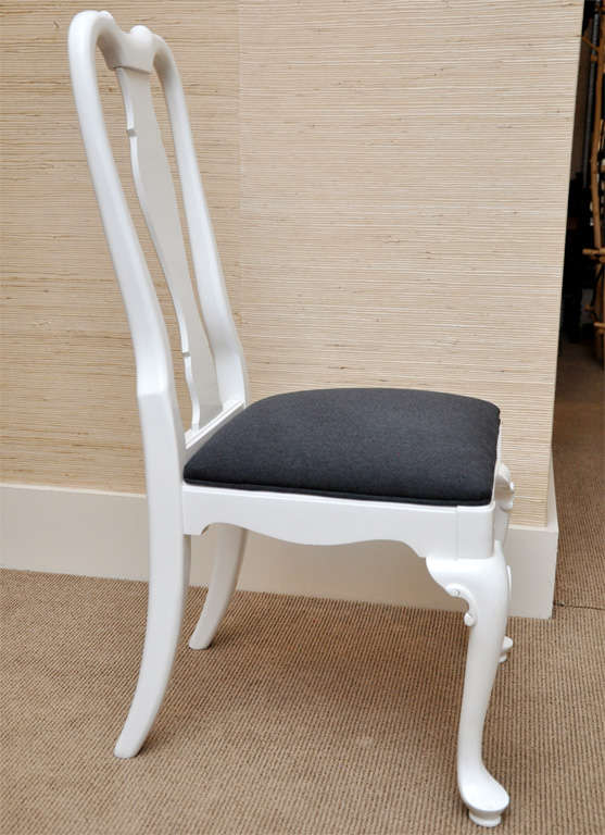 Six White Lacquer Queen Anne Dining Chairs  1