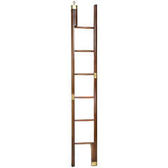 Edwardian Mahogany and Brass Library Pole Ladder