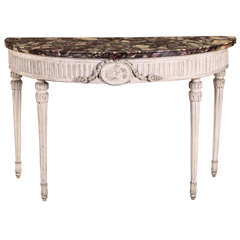 Fine Italian Demilune Ivory Painted Console Table 8