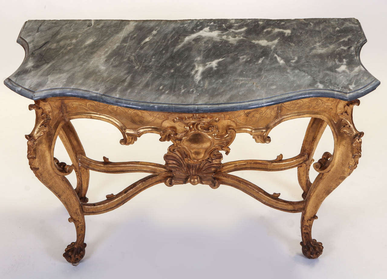 Fine Italian, 19th Century, Giltwood Console Table In Good Condition In Rome, IT