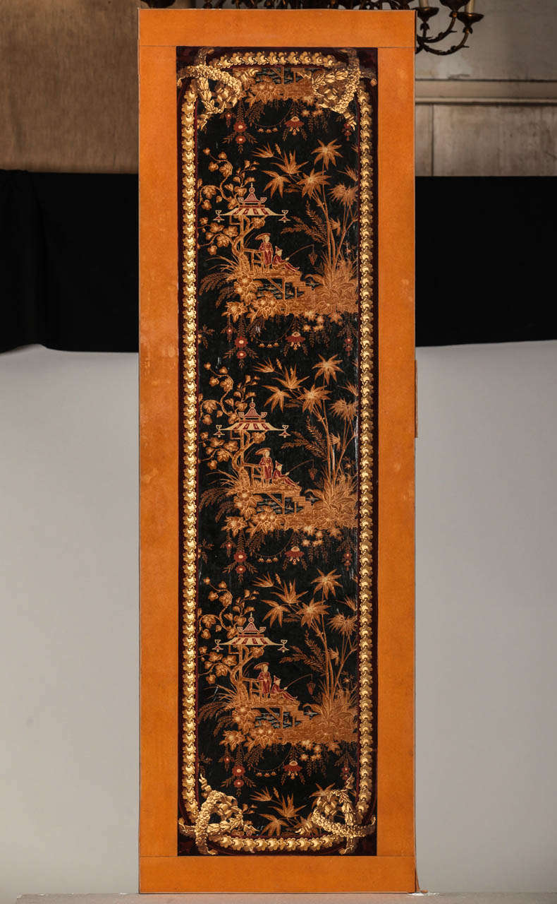 Eine feine Reihe von fünf Französisch Papier malen  eine Chinoiserie des 19. Jahrhunderts.
cm 194x60