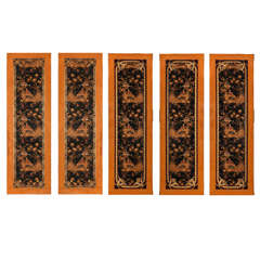 Fine Set of Five French Papier Paint a Chinoiserie 12