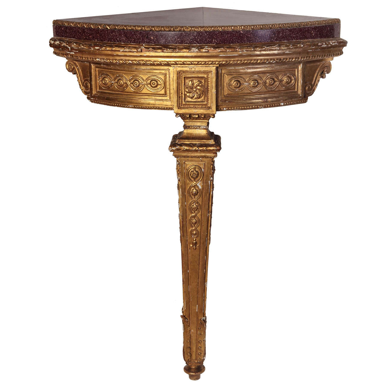 A Fine Pair of 18th Century North Italian Encoignures with Porphyry Marble Top For Sale