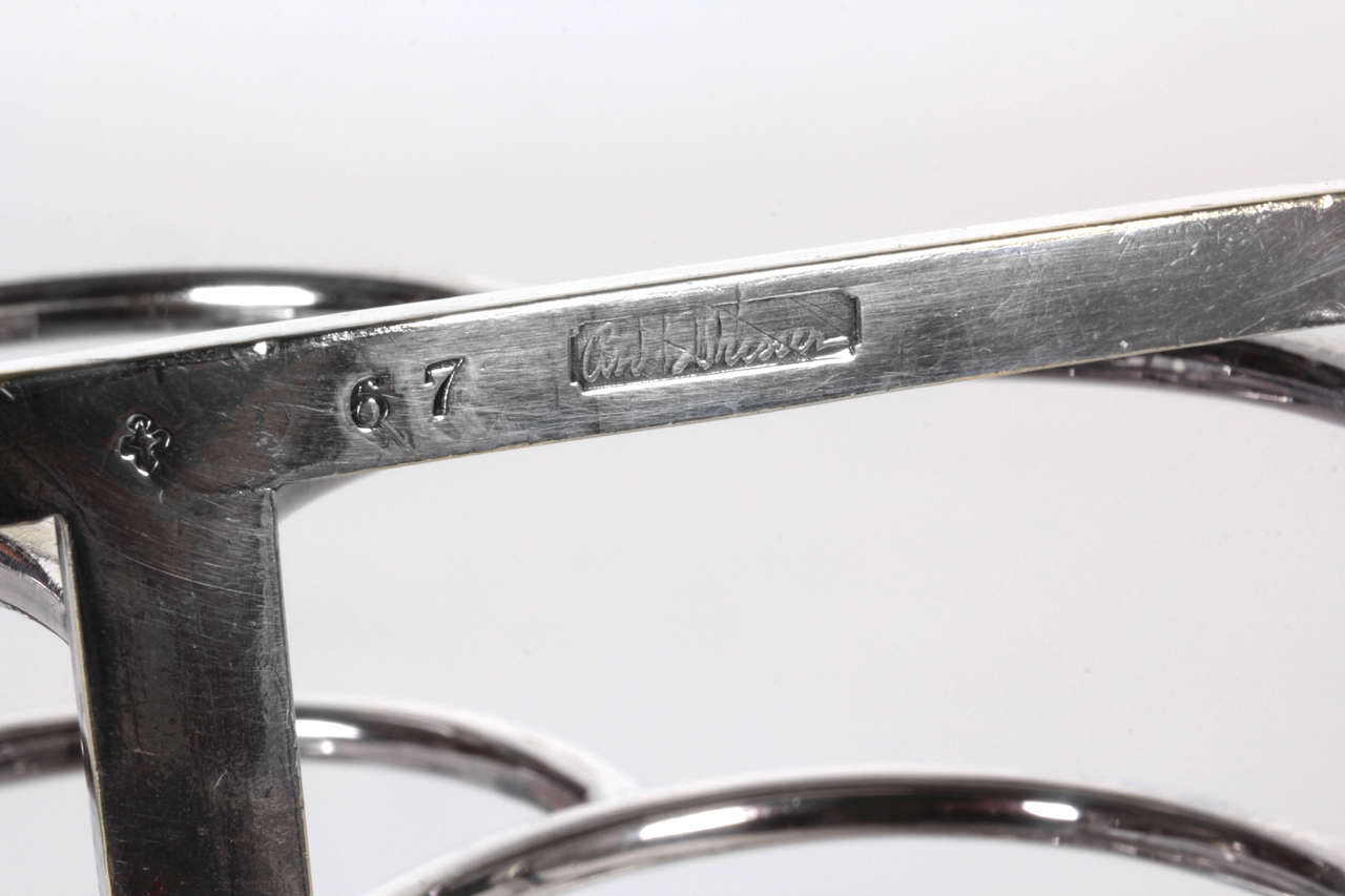 19th Century Christopher Dresser / James Dixon “Triple Arch” round handle toast rack c.1881 For Sale