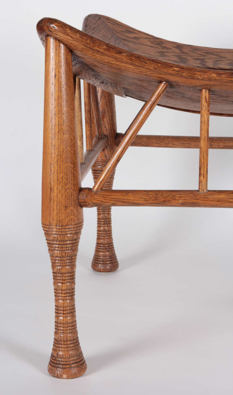 Arts and Crafts Liberty & Co. /Leonard Wyburd Egyptian Revival Oak Thebes Stool, circa 1890-1895 For Sale