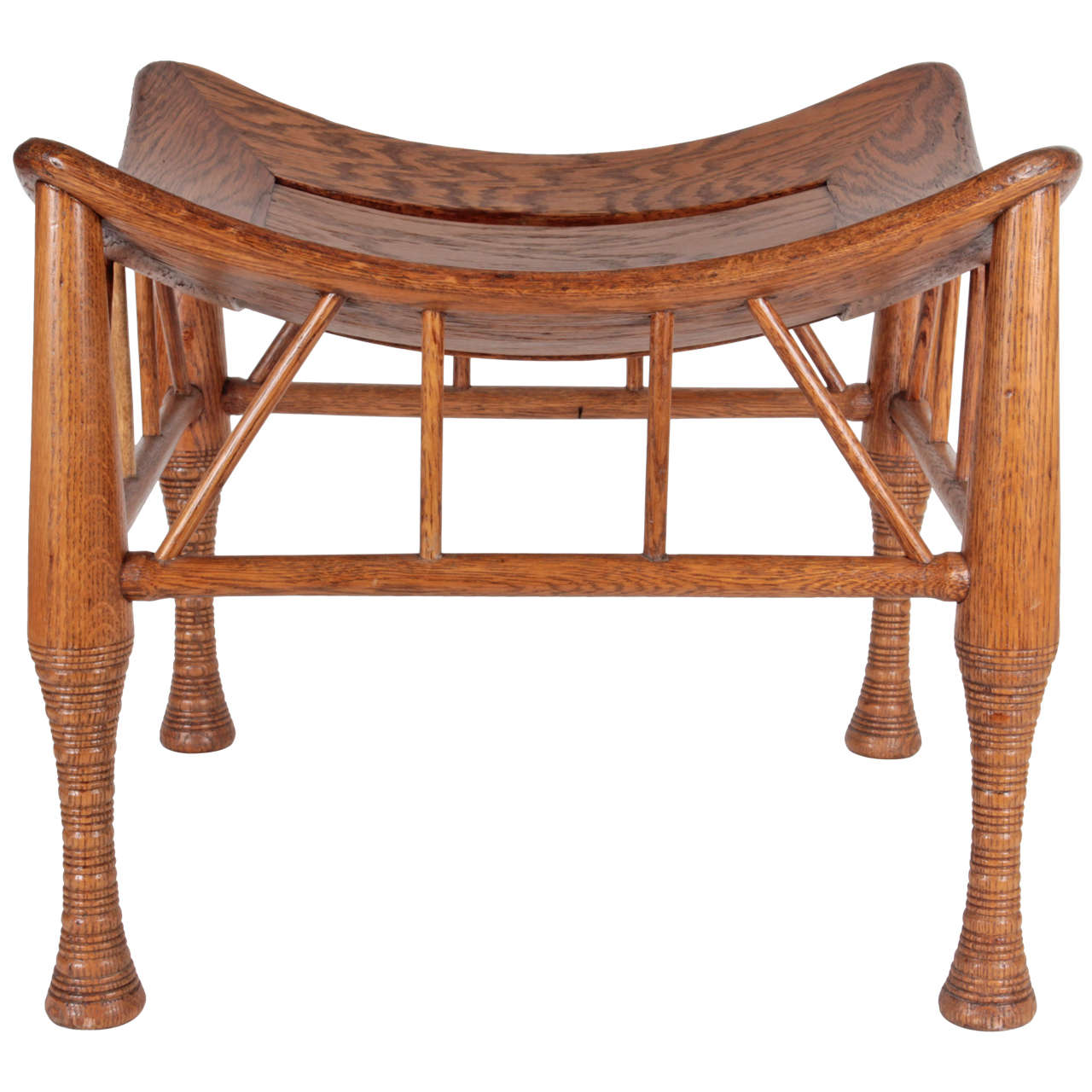 Liberty & Co. /Leonard Wyburd Egyptian Revival Oak Thebes Stool, circa 1890-1895 For Sale