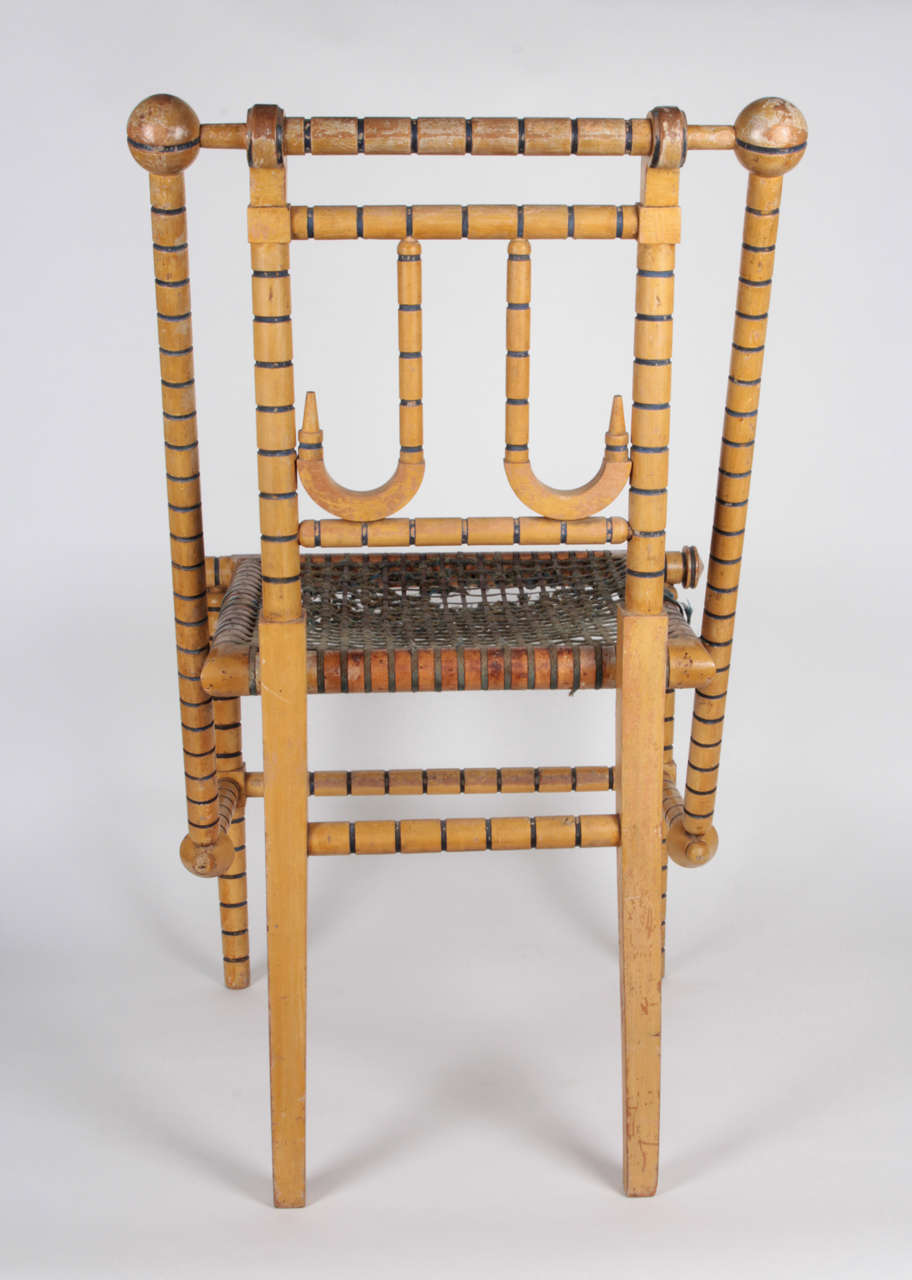 Metal George Jakob Hunzinger New York 19th Century Rare Painted Chair 1876 For Sale