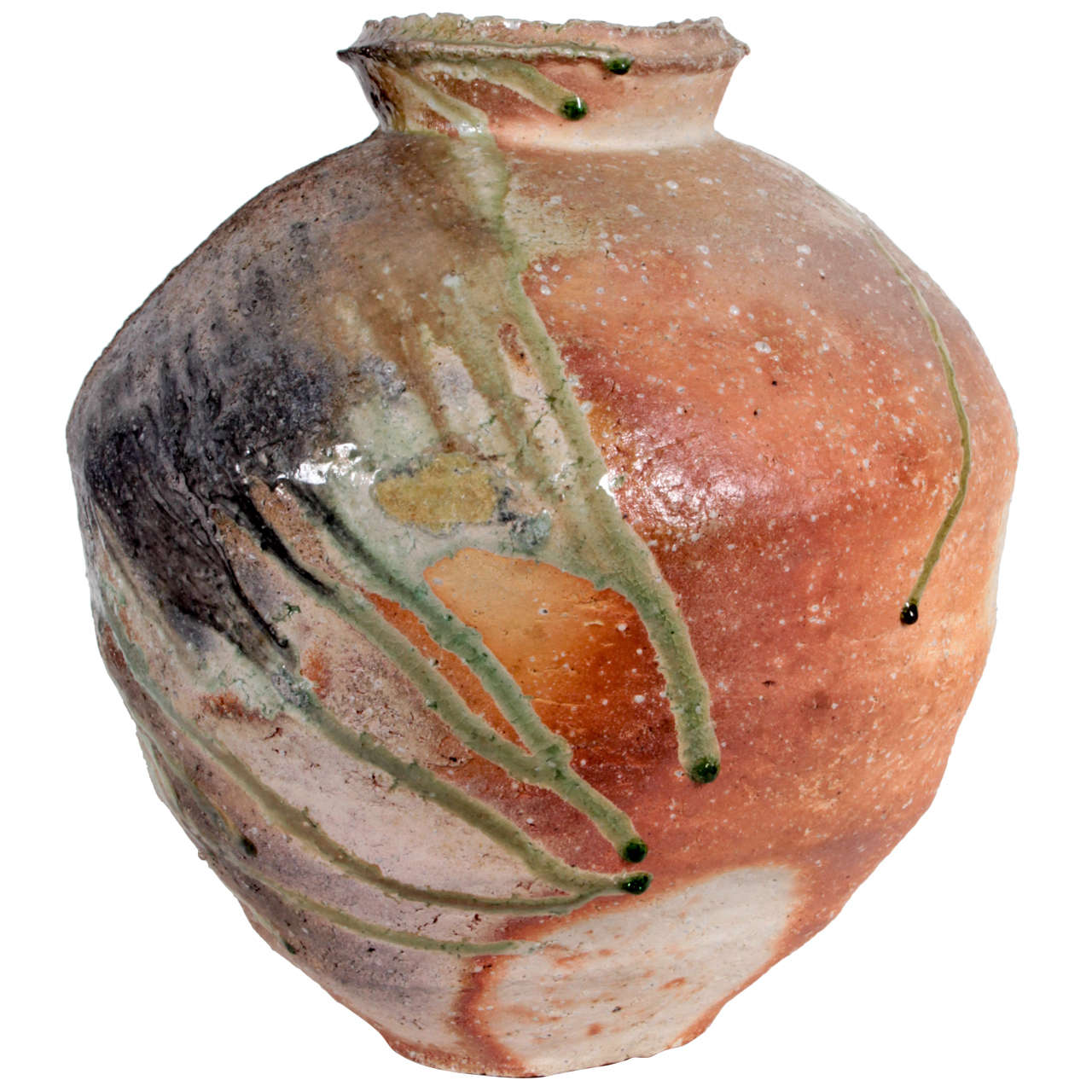 Kishimoto Kennin Japan Hand Thrown Monumental "Iga" Stoneware Vase, circa 1995 For Sale