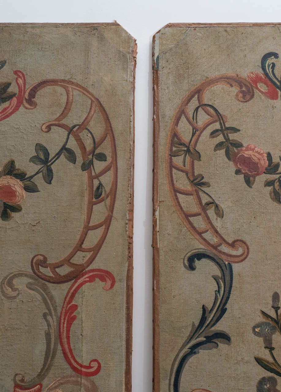19th Century Pair of Large French Painted Panels For Sale