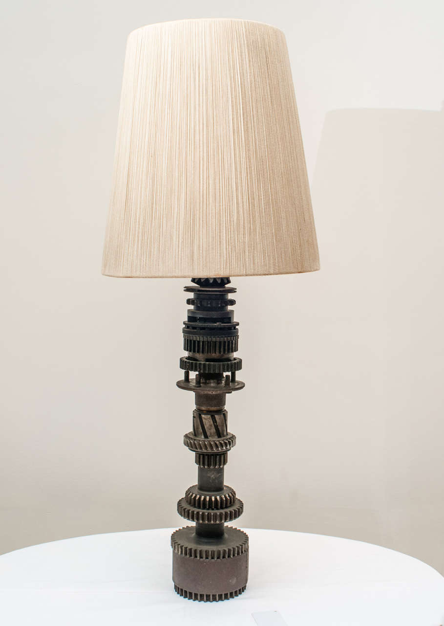 Industrial Table Lamp with String Shade