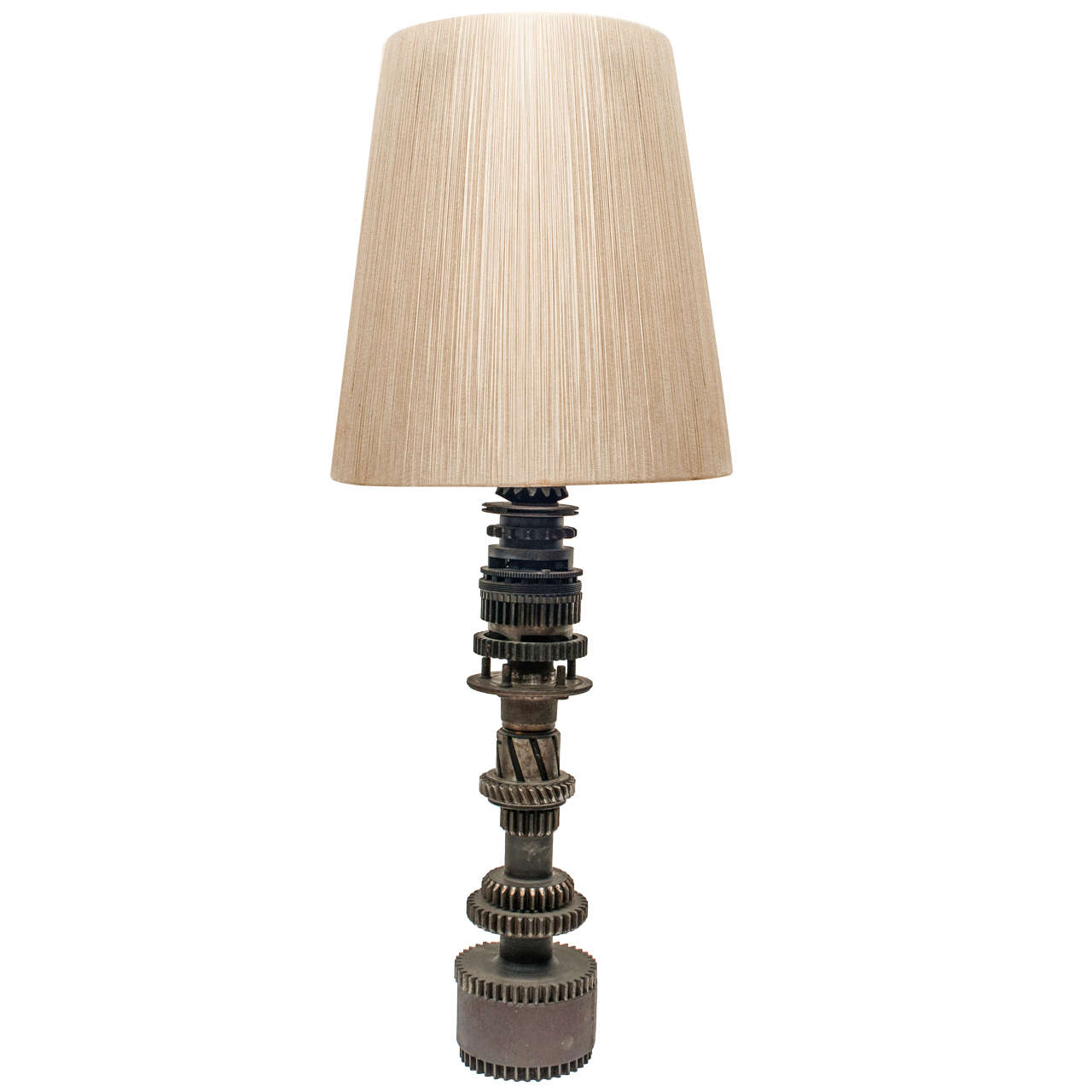 Industrial Table Lamp with String Shade For Sale