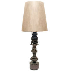 Vintage Industrial Table Lamp with String Shade