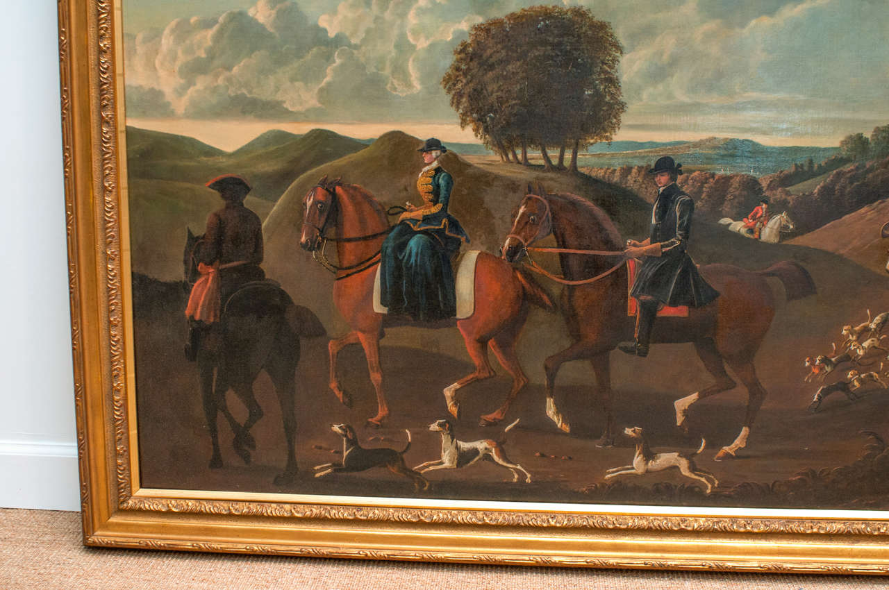 Early 19th Century German School Hunting  Scene In Excellent Condition For Sale In Kensington, MD