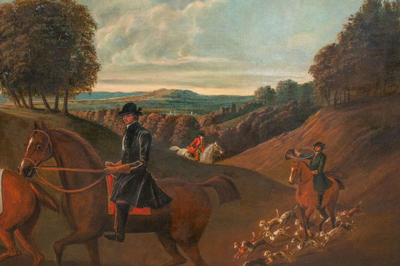 Early 19th Century German School Hunting  Scene For Sale 1