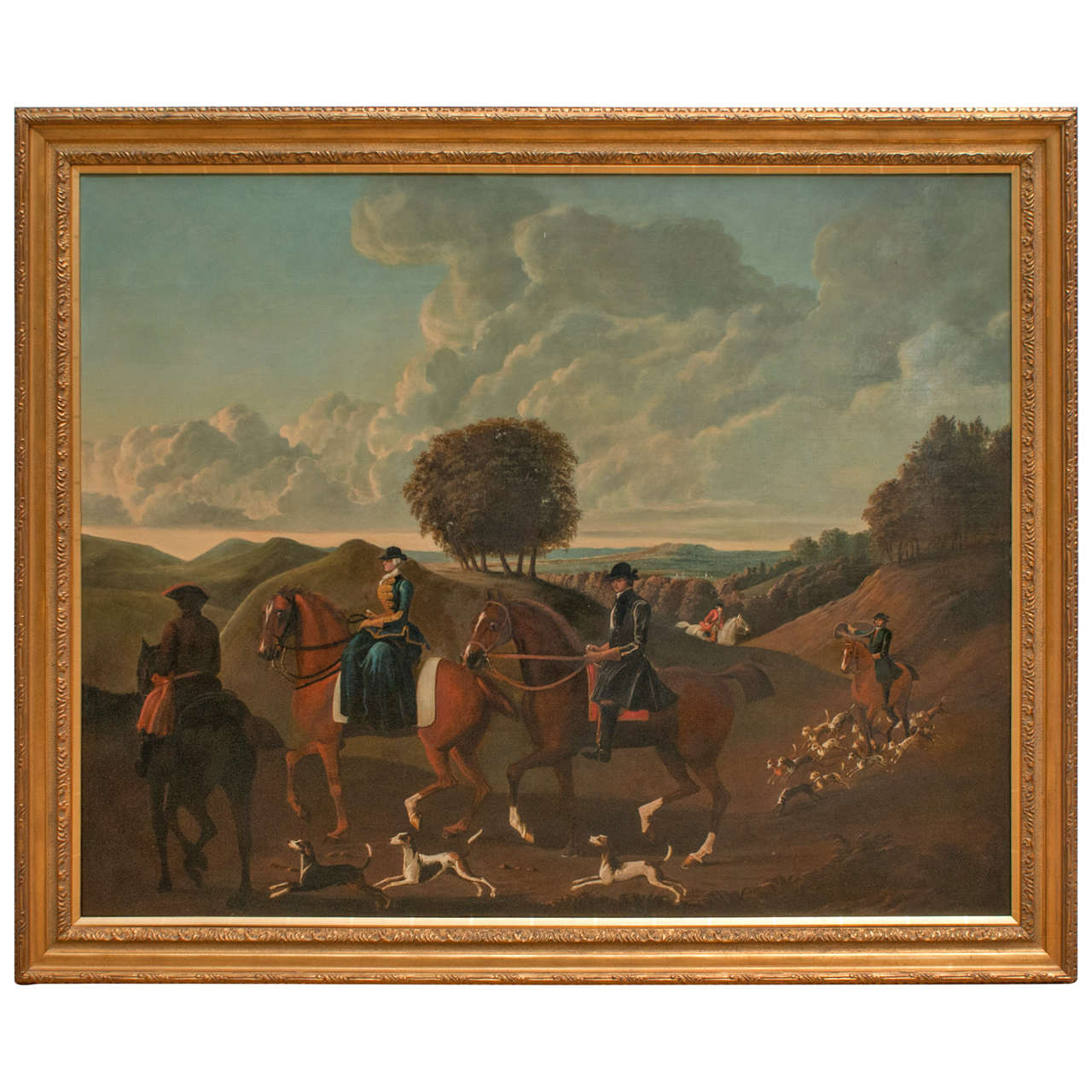 Early 19th Century German School Hunting  Scene For Sale