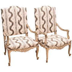 Retro Pair of Painted Louis XV fauteuils