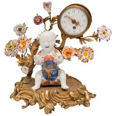 Antique Louis XVI Chinese Porcelain & Gilt Bronze Clock