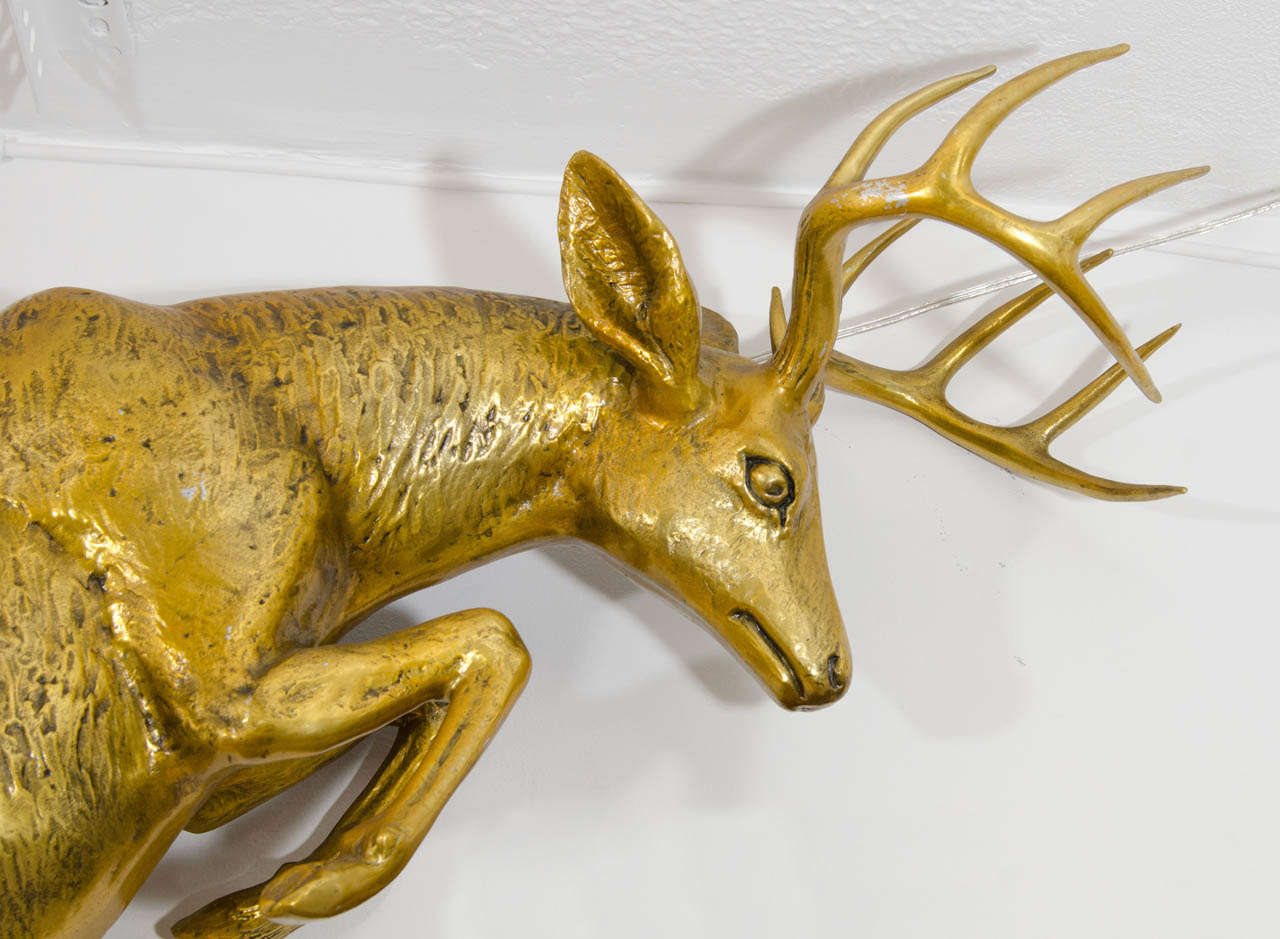 Pair Of Gilt Aluminum Deer Sculptures In Good Condition In New York, NY