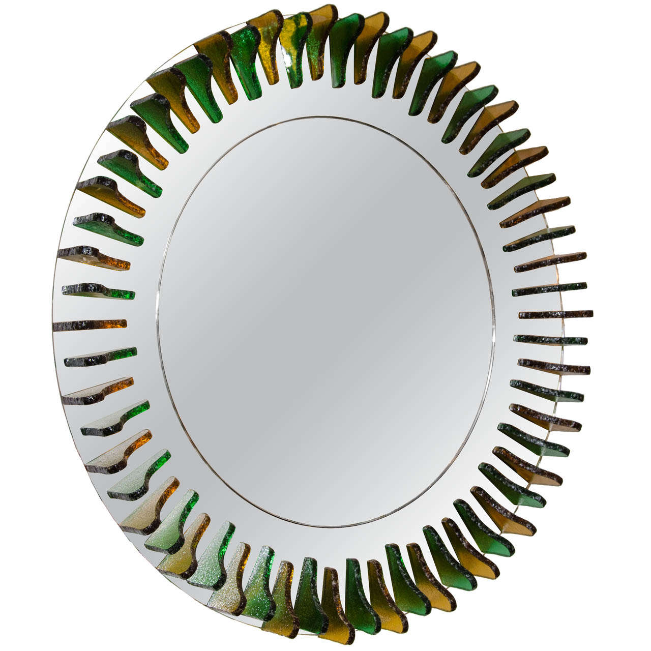 Green and Amber Glass Girasole Style Mirror