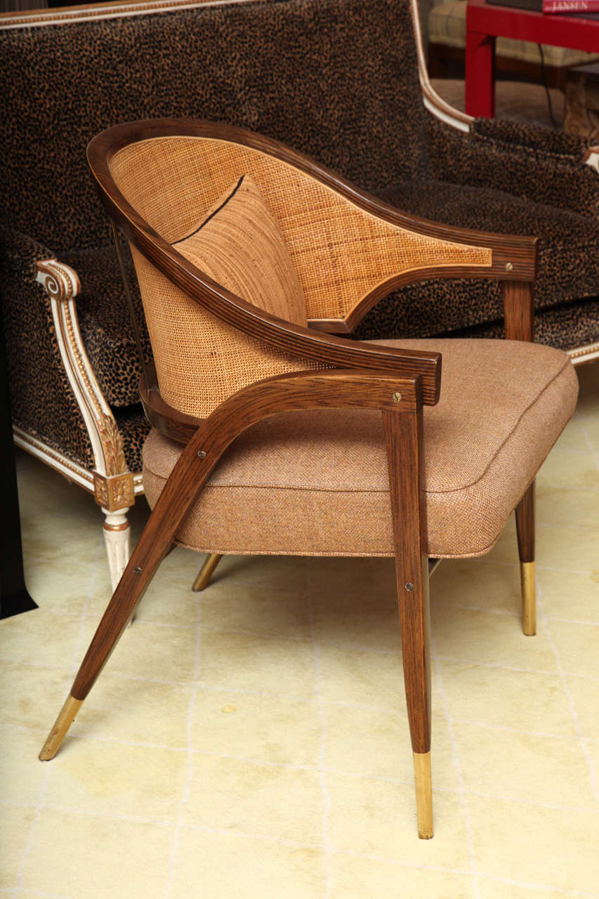 American Wormley Caned Armchairs