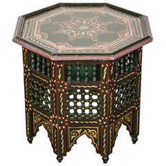 Moroccan Hand-Painted Dark Green Side Table 8