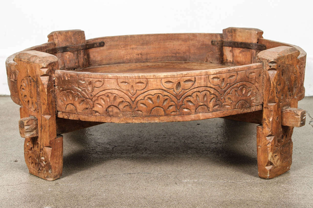 Moroccan Wooden Tribal Table In Fair Condition In North Hollywood, CA