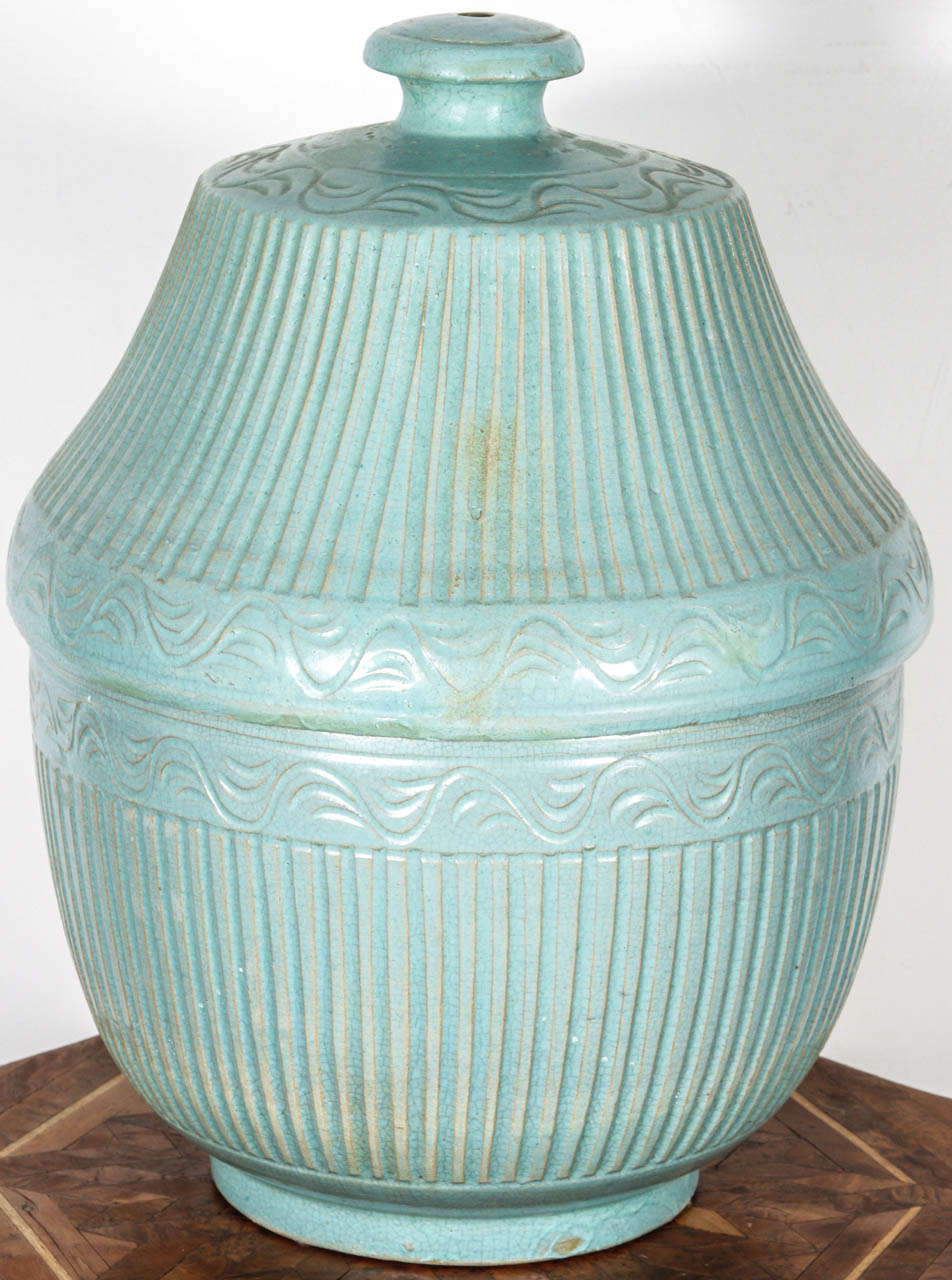 Moroccan Blue Ceramic Jar with Lid