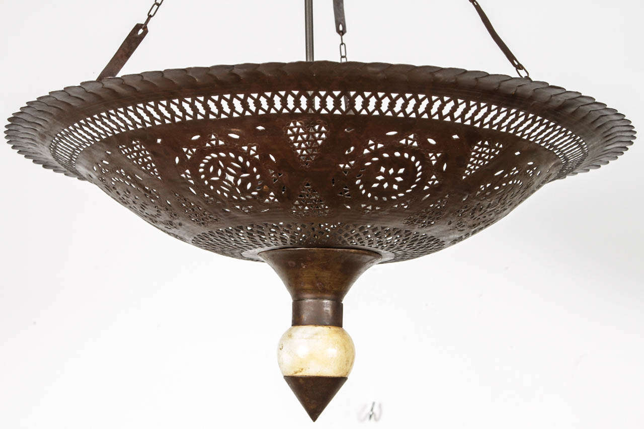Moroccan Hanging Metal Chandelier In Good Condition In North Hollywood, CA