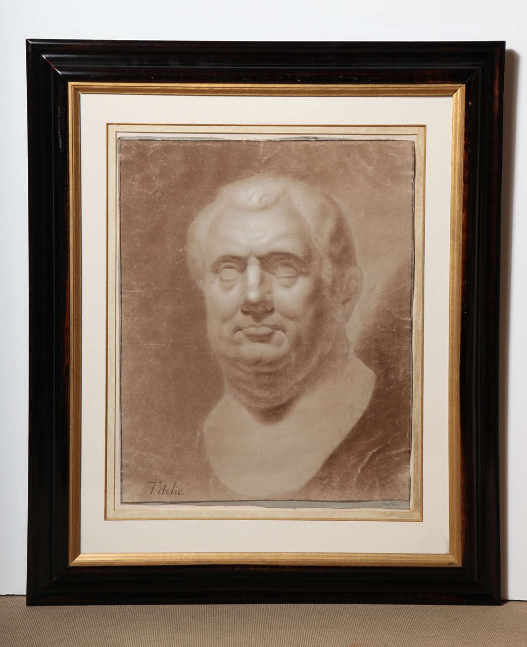 Sepia Drawing of a Caesar in an Ebonized Frame