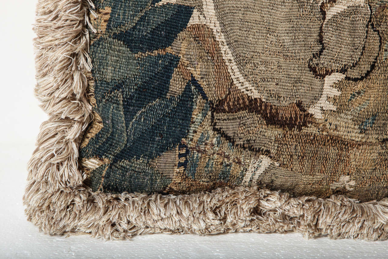 18th Century French, Tapestry Fragment Cushion In Good Condition For Sale In New York, NY