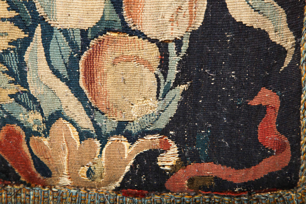18th Century Brussels Tapestry Fragment Cushion In Good Condition For Sale In New York, NY