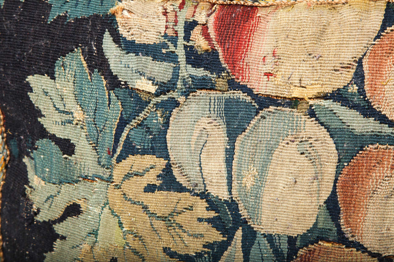 18th Century and Earlier 18th Century Brussels Tapestry Fragment Cushion For Sale