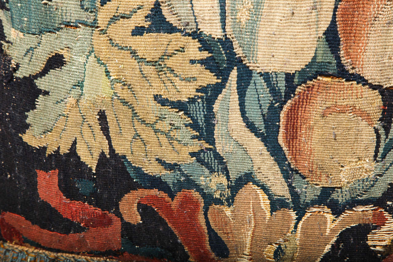 18th Century Brussels Tapestry Fragment Cushion For Sale 1