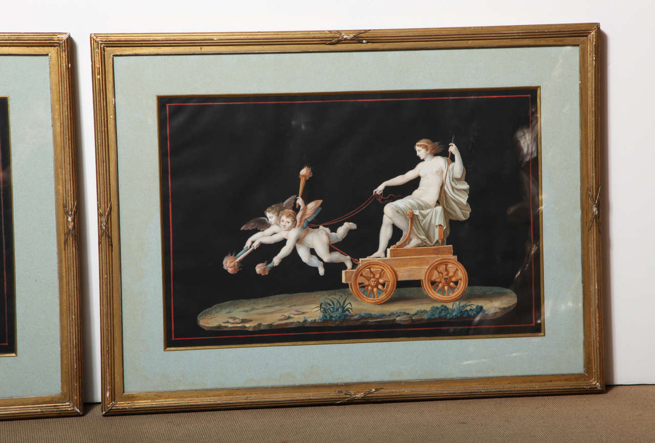 Italian Pair of 19th Century Gouache For Sale