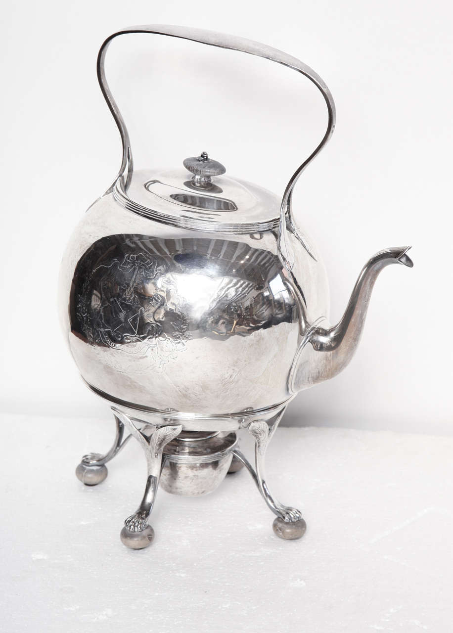 Early 19th Century George III,  Silver Hot Water Kettle With Burner
By Peter and Ann Bateman 1813
54 OZ of Silver