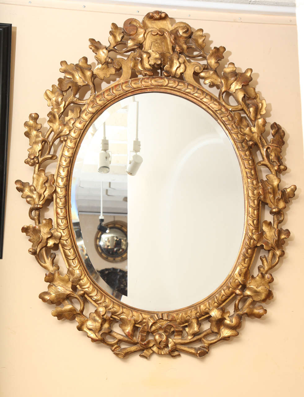 Mid 19th Century English, Carved and Gilded Oak Leaf Mirror