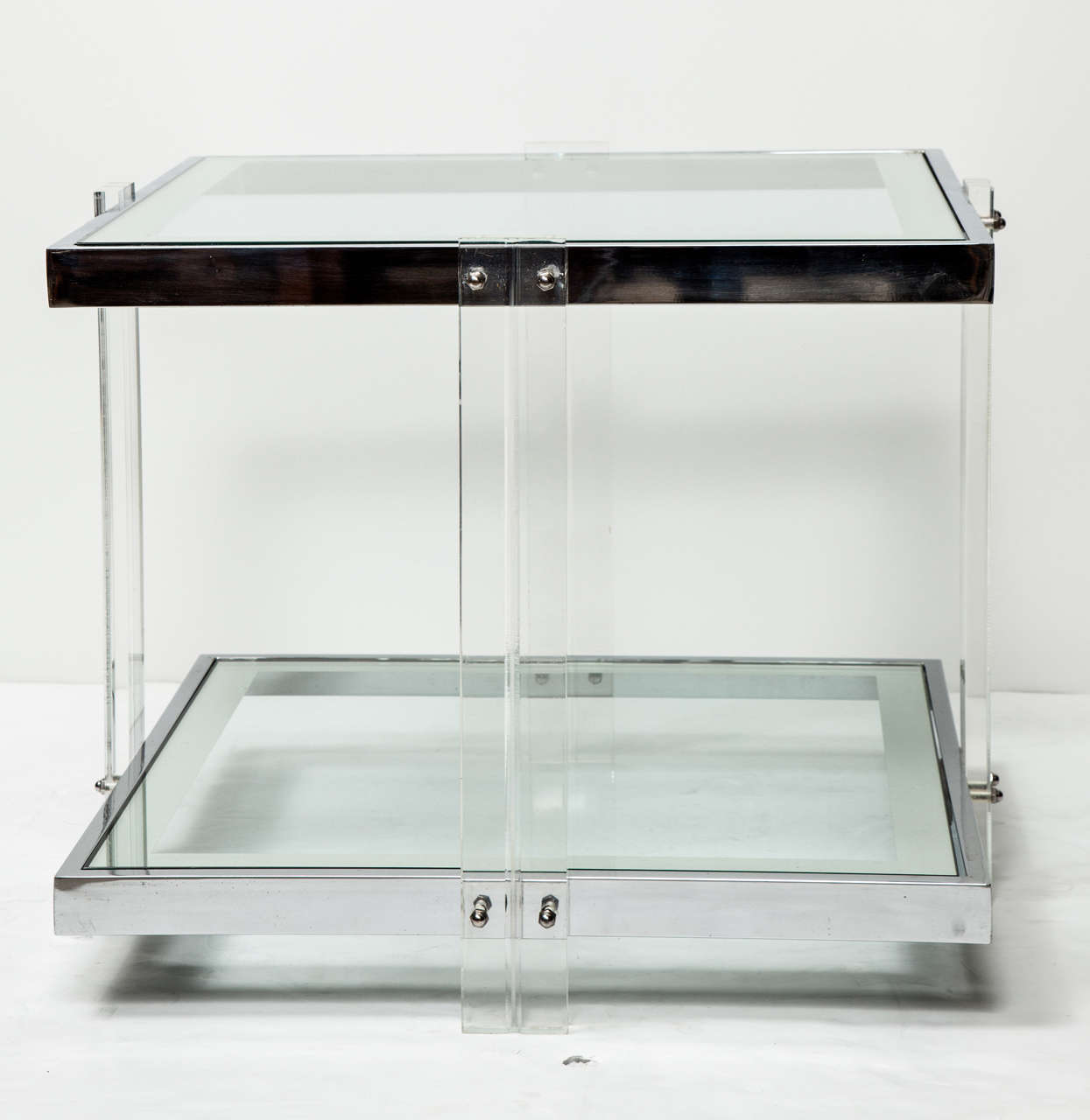 Mid-Century Modern Side Table, Chrome and Lucite