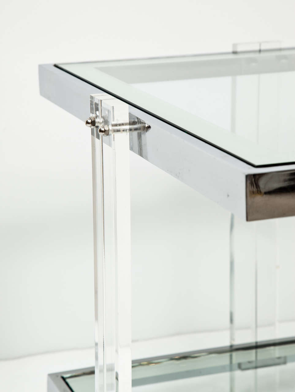 Mid-20th Century Side Table, Chrome and Lucite