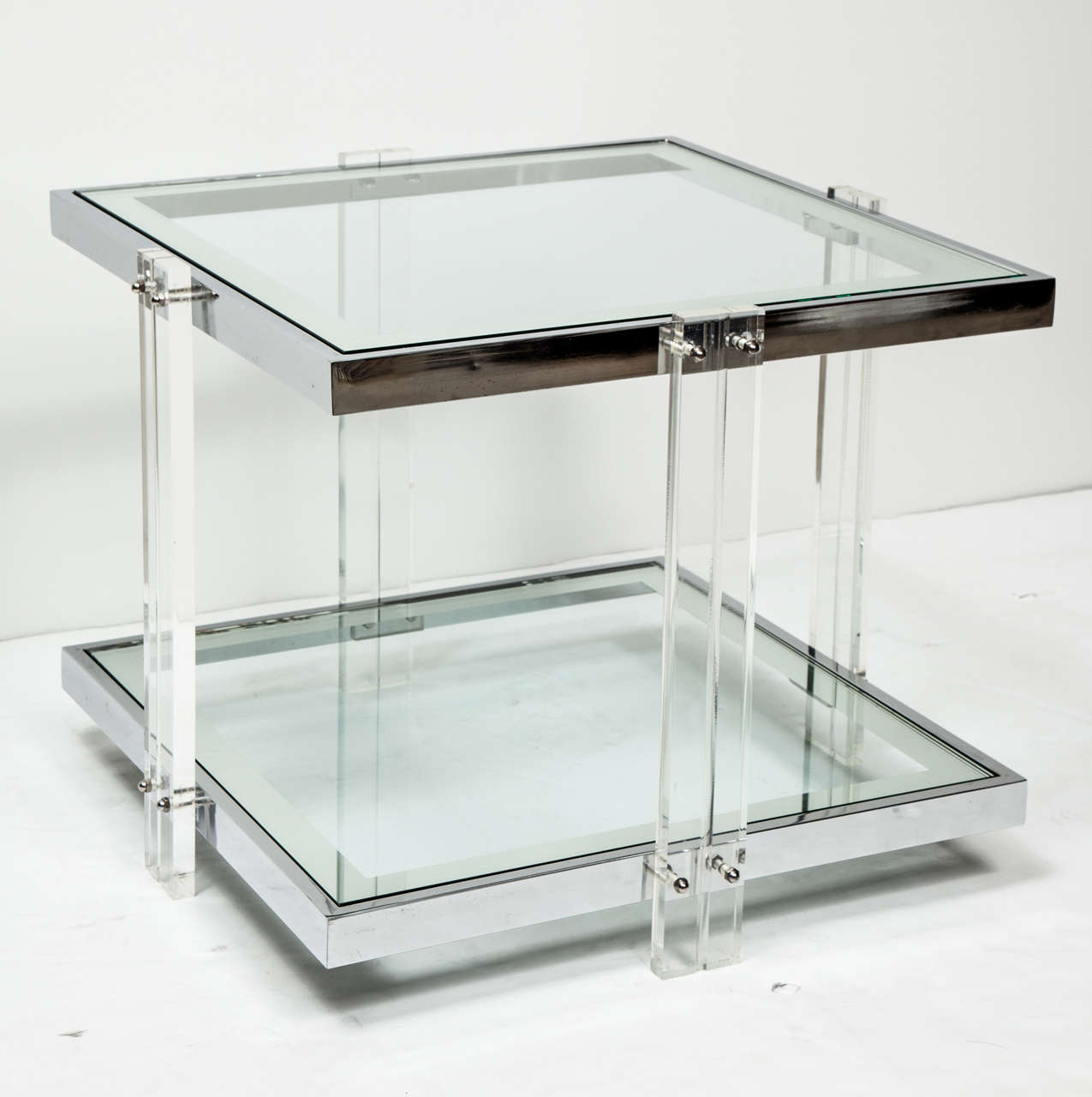 Side Table, Chrome and Lucite 1