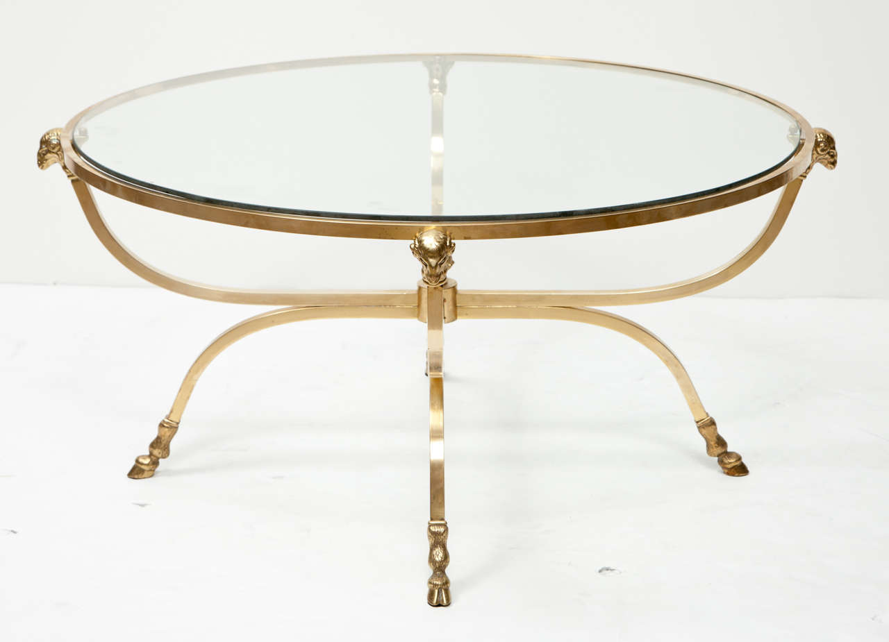 Brass Coffee Table with Rams Heads