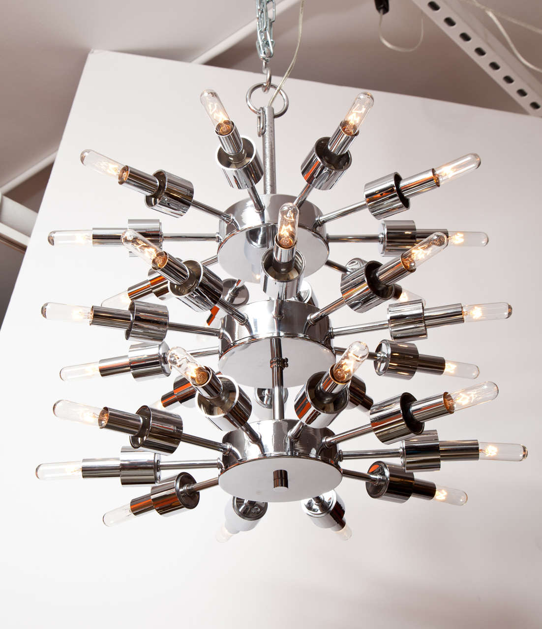 Decorative Chrome Chandelier, circa 1950 In Excellent Condition In New York, NY