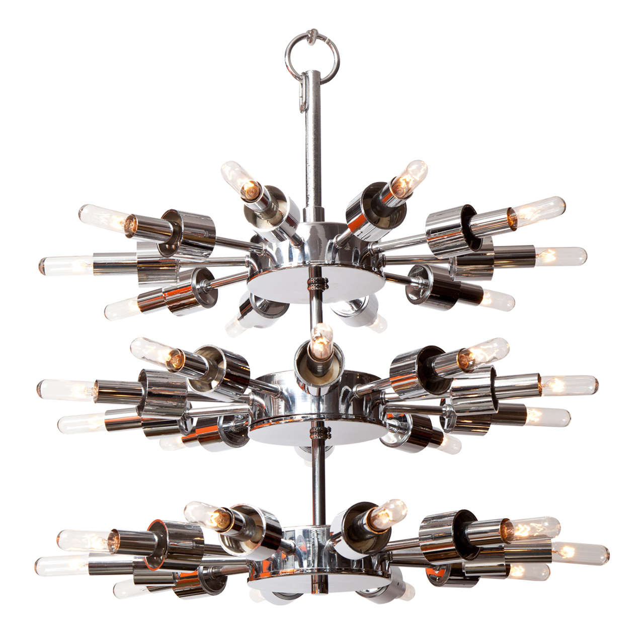 Decorative Chrome Chandelier, circa 1950