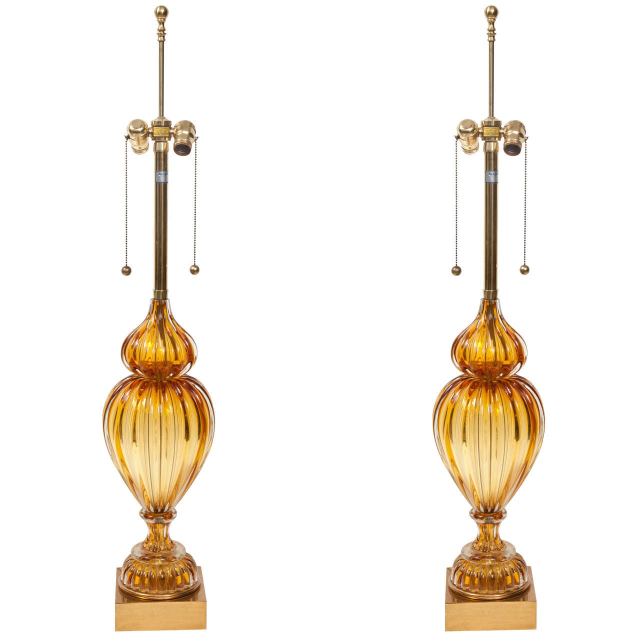 Pair of Murano Glass Lamps by Marbro