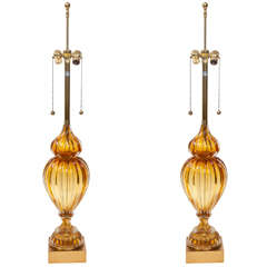 Pair of Murano Glass Lamps by Marbro 4