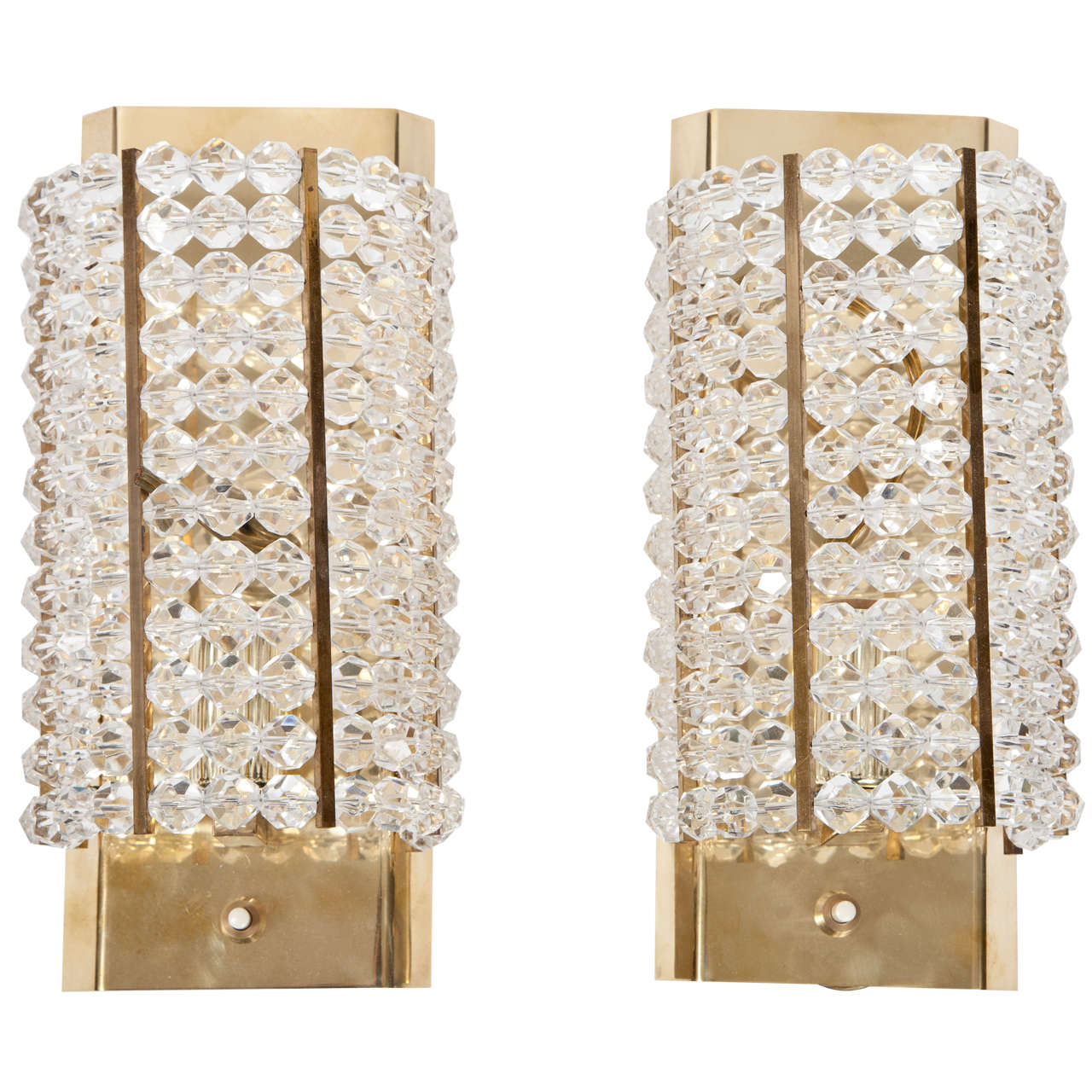 Pair of Lucite and Brass Sconces