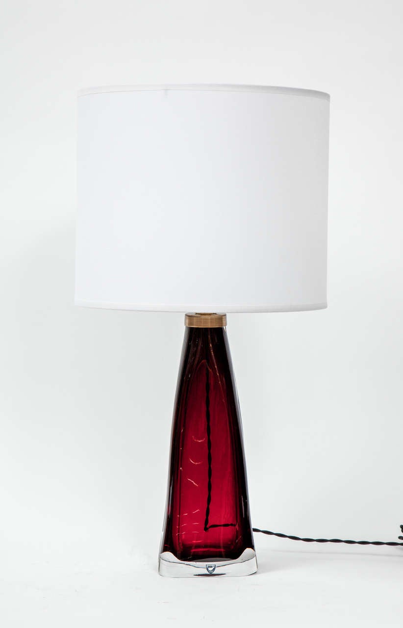 Pair of Red Orrefors Crystal Lamps at 1stDibs orrefors lamp, red