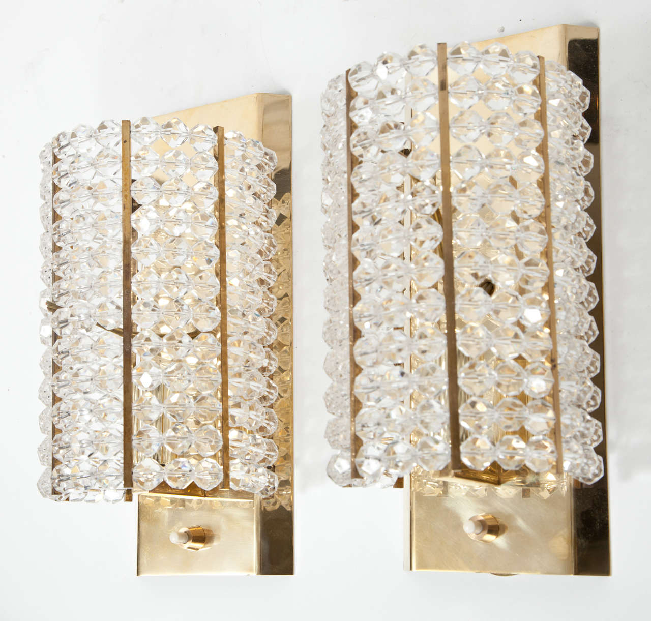 Pair of Lucite and Brass Sconces For Sale at 1stDibs