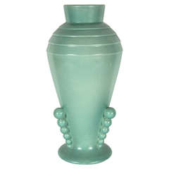 Art Deco Machine Age Celadon Ceramic Vase by Rum Rill