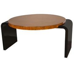 Vintage Streamline Art Deco Occasional Table in Walnut & Black Lacquer by Modernage